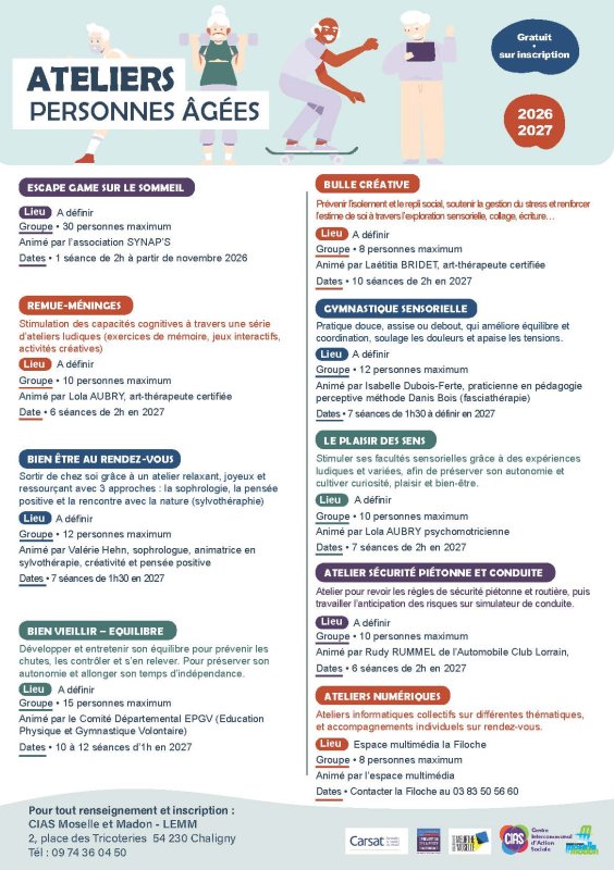 Ateliers personnes agees