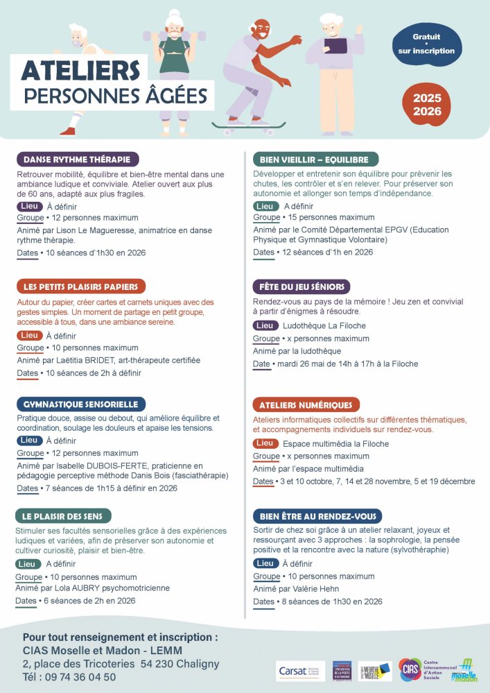 Ateliers personnes agees