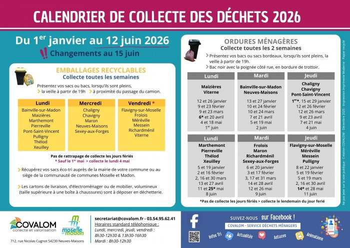 Calendrier des collectes 1